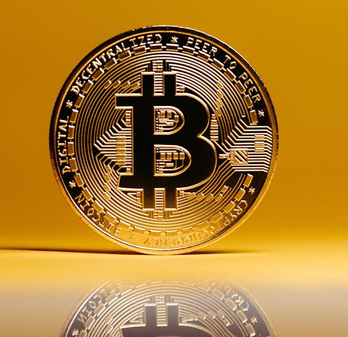 Bitcoin on Yellow Background